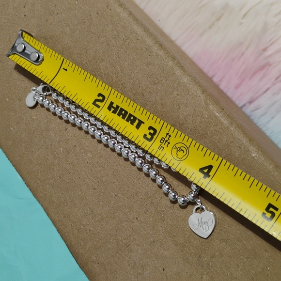 SALE! Auth Tiffany & Co. Sterling Silver 925 Beaded Heart Charm BraceleT - Picture 12 of 12